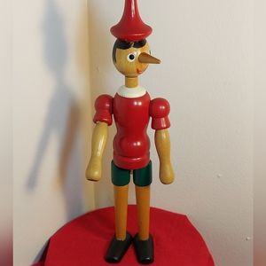 Vintage Wooden Pinocchio Hand-Painted Articulated  12.5" Made in Italy Rare